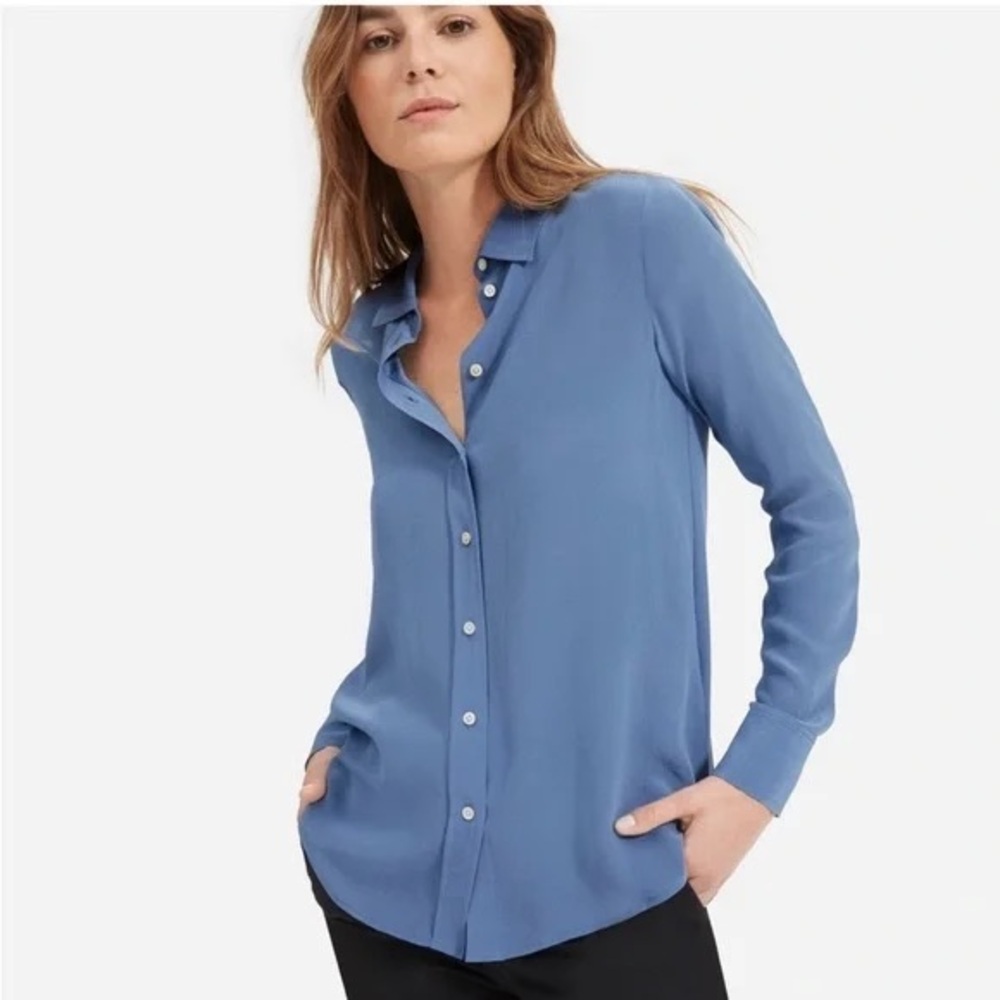 Everlane 100% Silk Shirt Blue